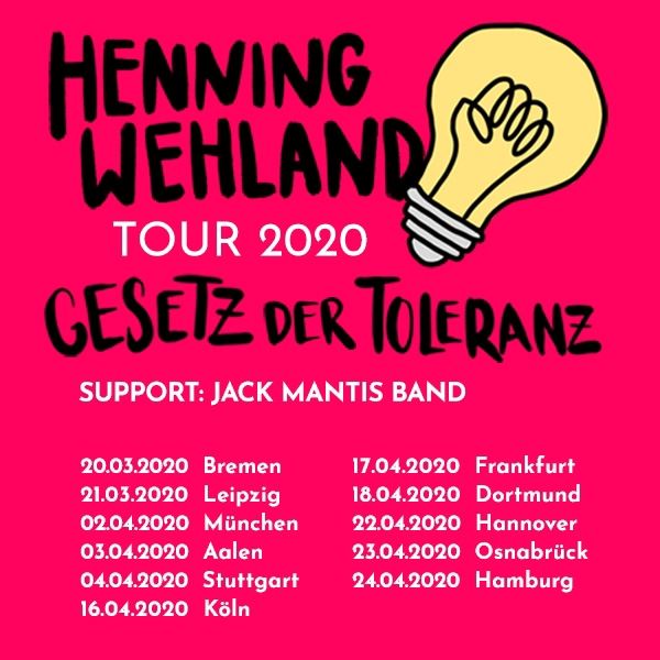 Henning Wehland: Gesetz der Toleranz Tour 2020